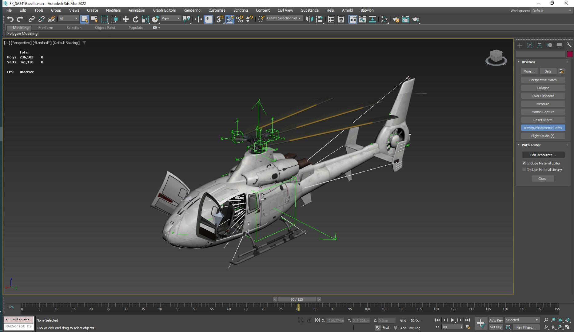Rigged SA342 Gazelle Helicopter Low-poly 3D model_27