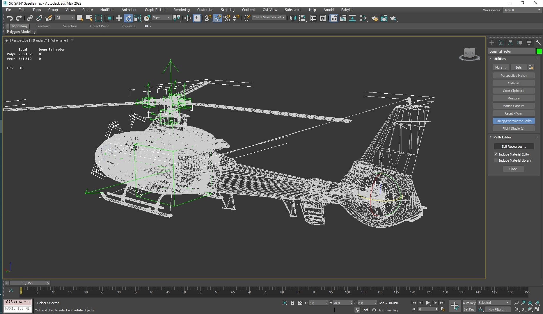 Rigged SA342 Gazelle Helicopter Low-poly 3D model_29