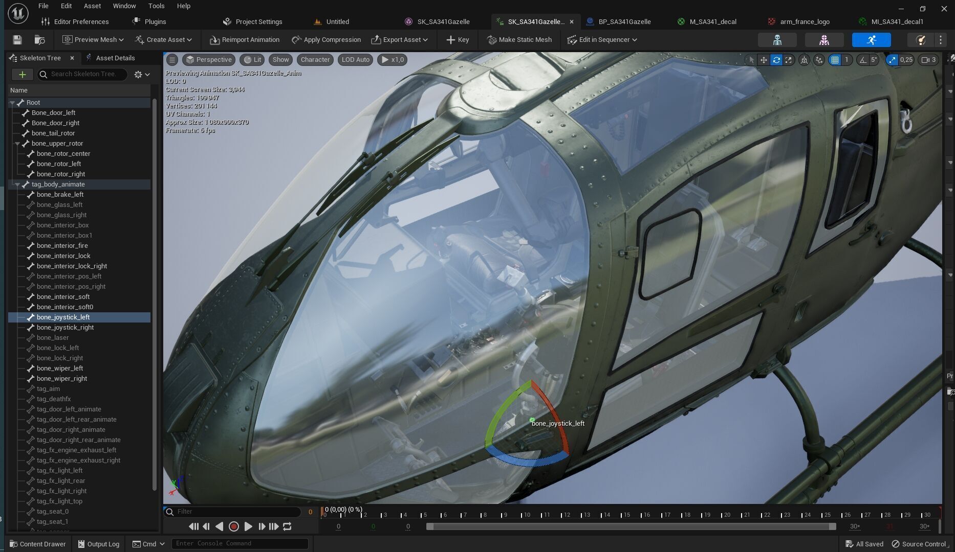 Rigged SA342 Gazelle Helicopter Low-poly 3D model_20