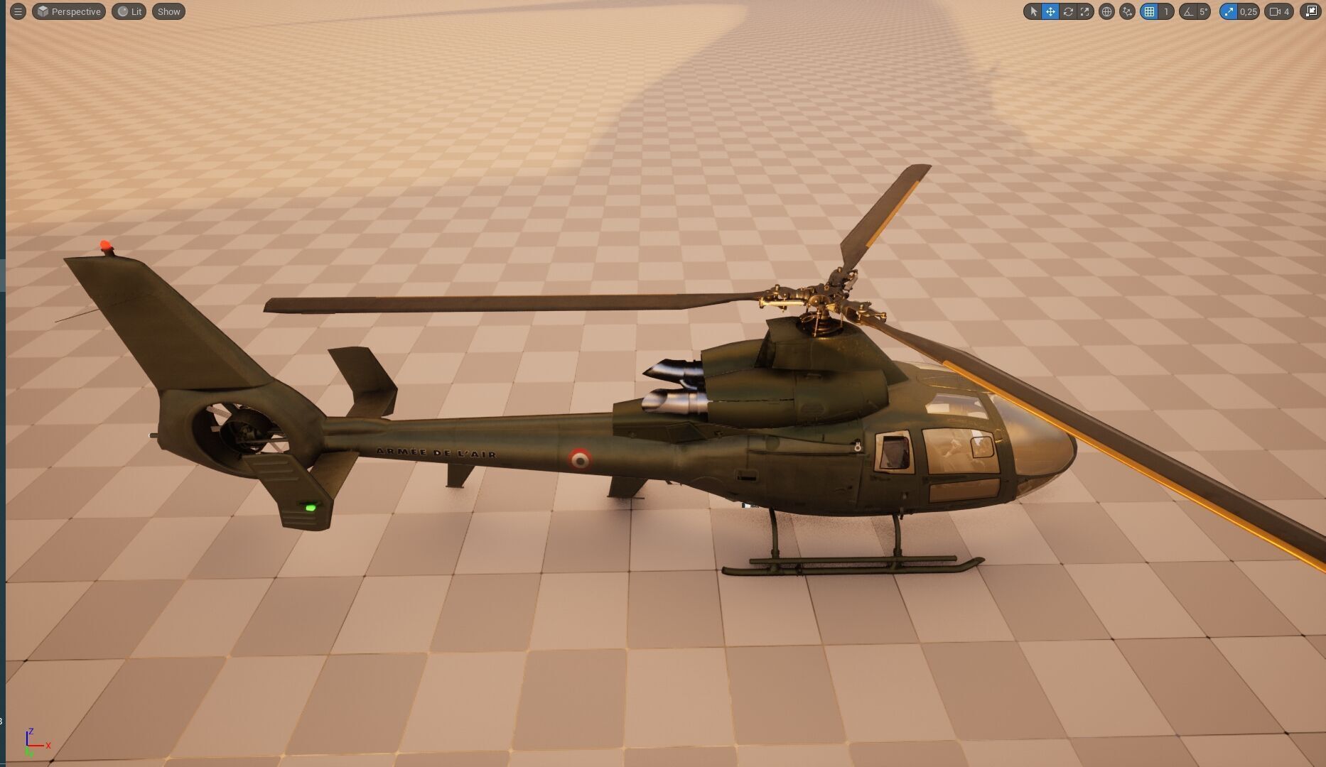 Rigged SA342 Gazelle Helicopter Low-poly 3D model_22