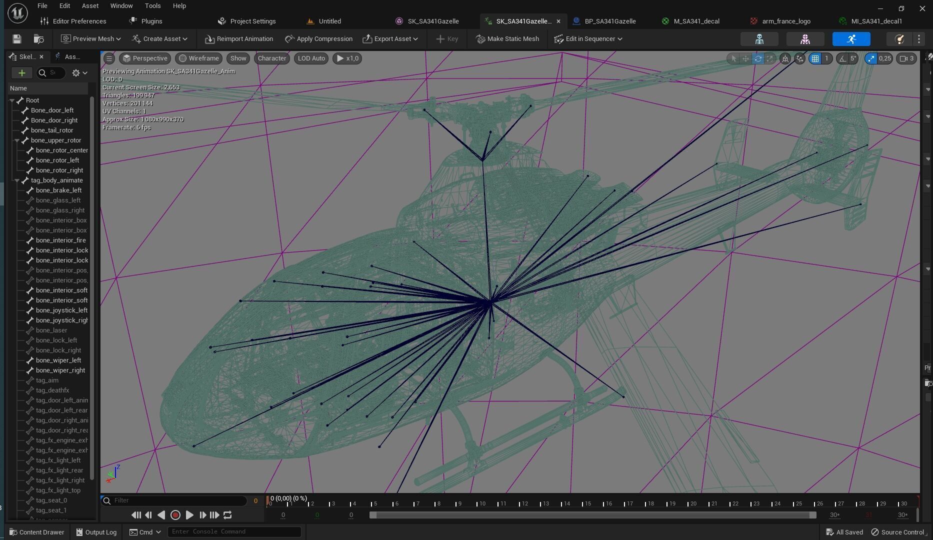 Rigged SA342 Gazelle Helicopter Low-poly 3D model_5