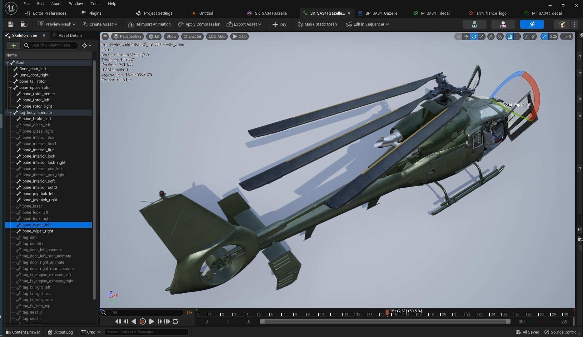 Rigged SA342 Gazelle Helicopter Low-poly 3D model_18