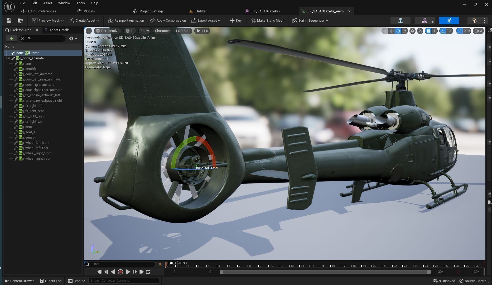 Rigged SA342 Gazelle Helicopter Low-poly 3D model_16