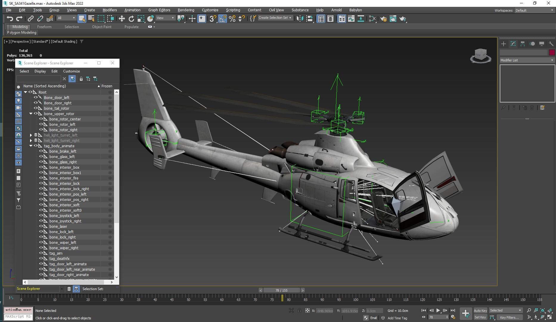 Rigged SA342 Gazelle Helicopter Low-poly 3D model_32