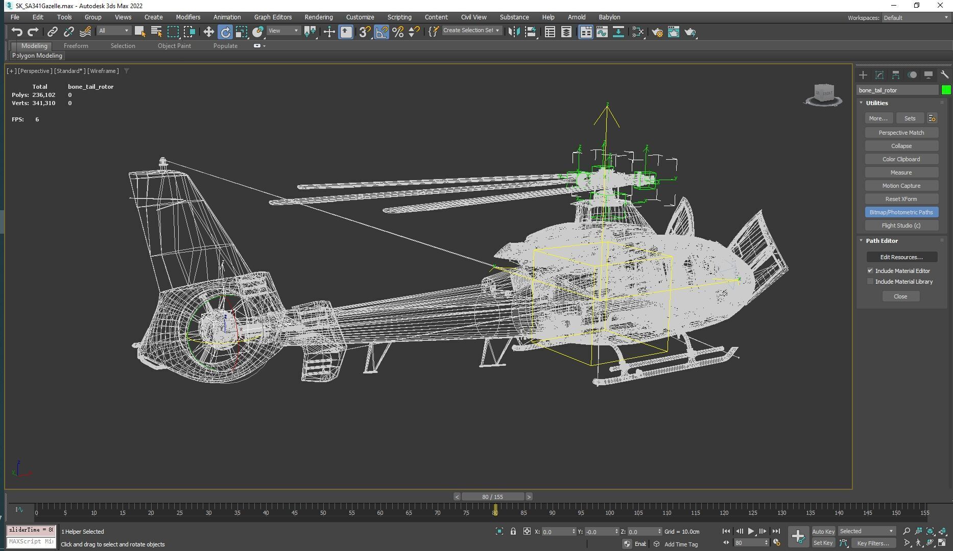 Rigged SA342 Gazelle Helicopter Low-poly 3D model_30