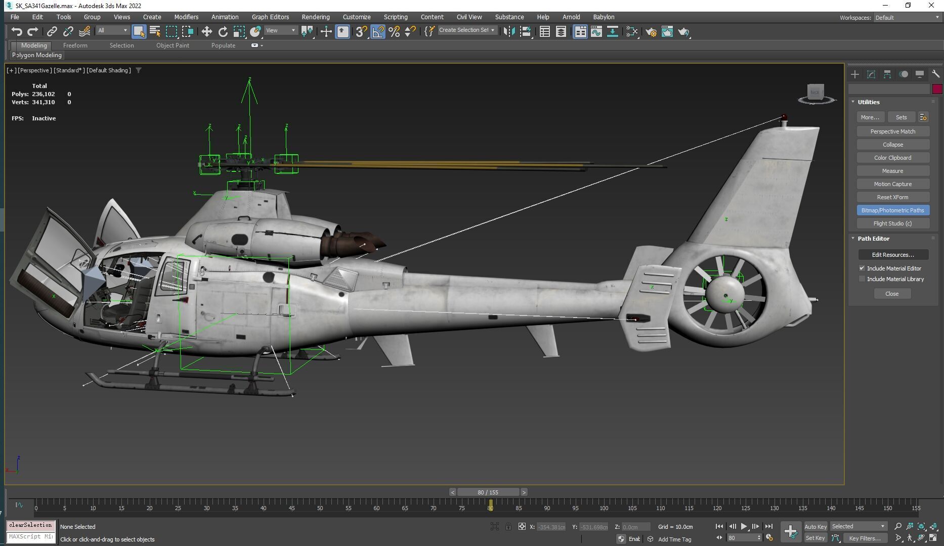 Rigged SA342 Gazelle Helicopter Low-poly 3D model_28