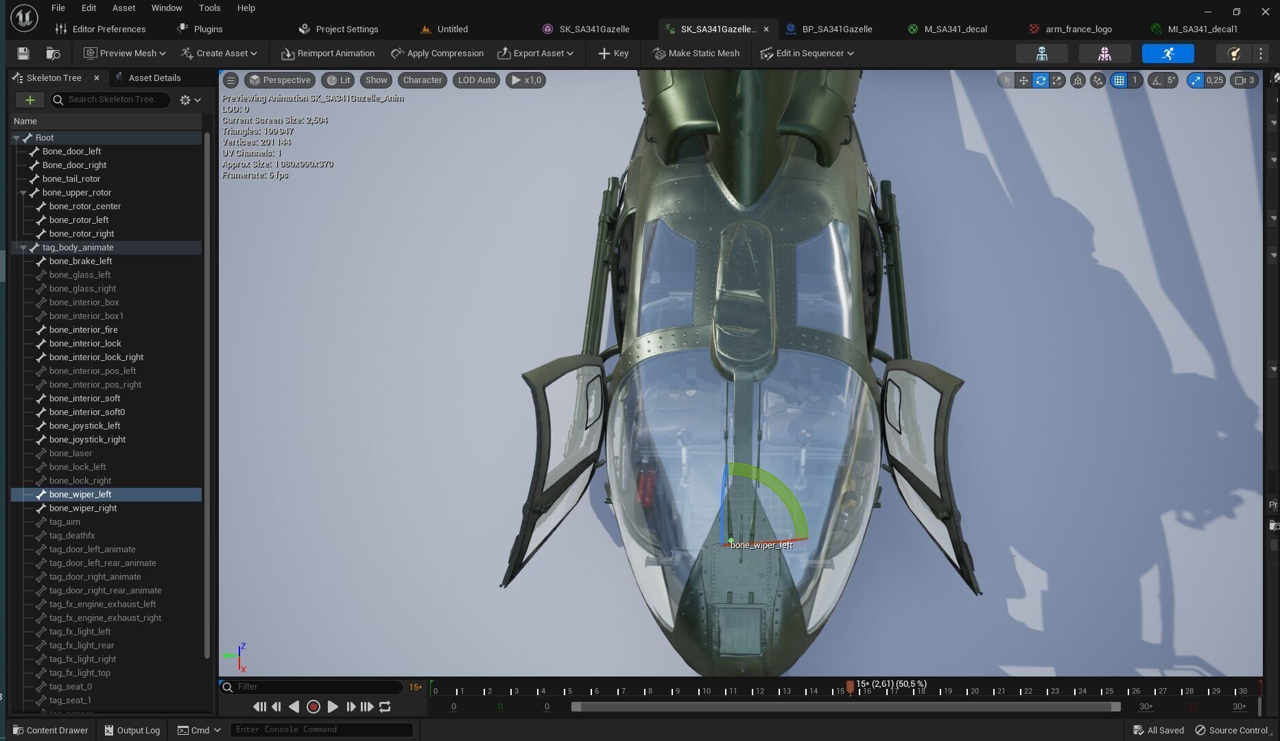 Rigged SA342 Gazelle Helicopter Low-poly 3D model_19