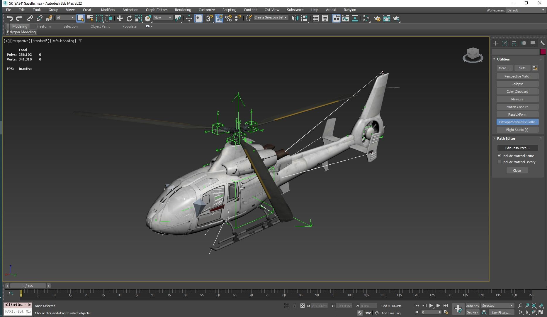 Rigged SA342 Gazelle Helicopter Low-poly 3D model_24