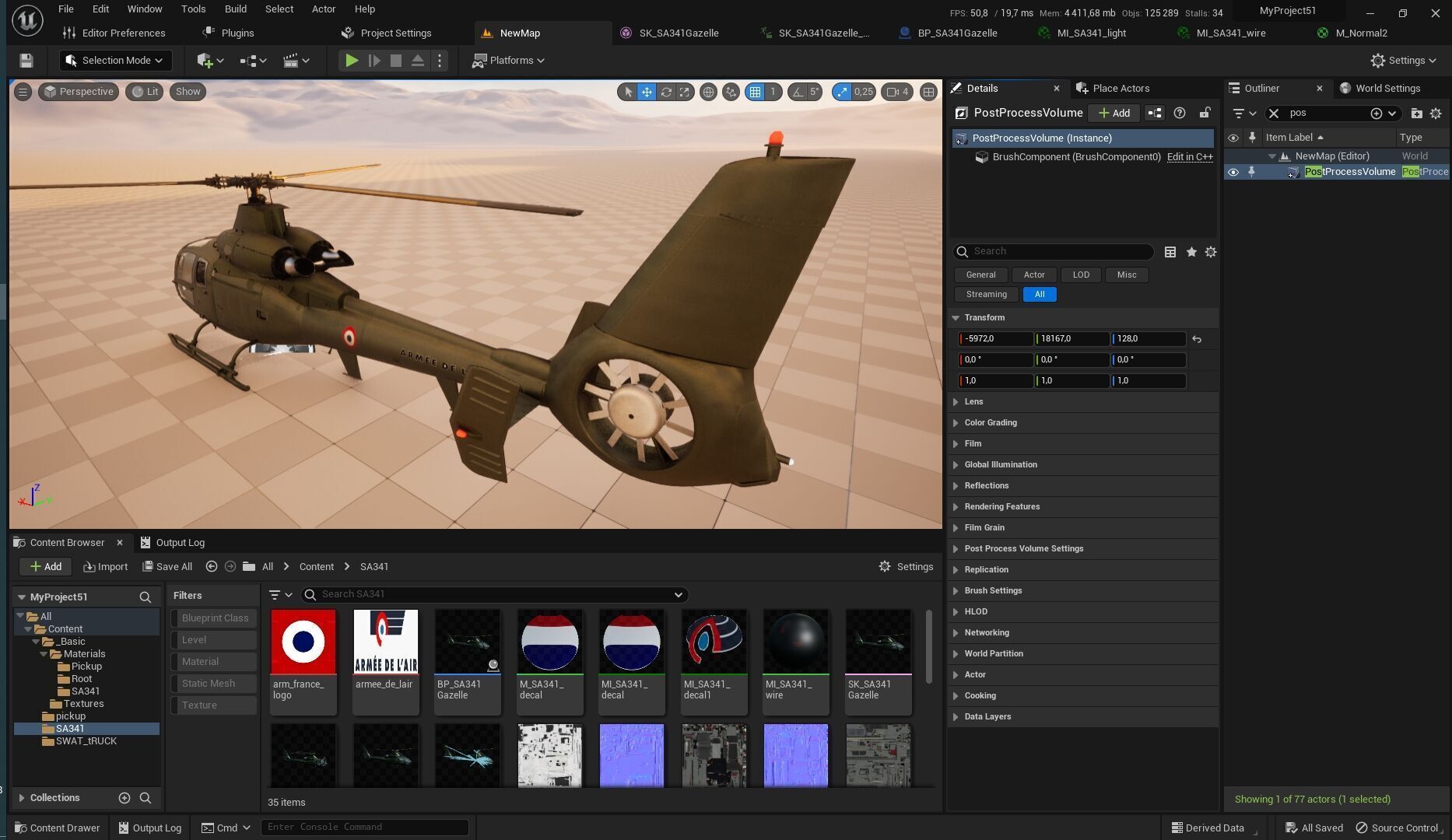 Rigged SA342 Gazelle Helicopter Low-poly 3D model_23