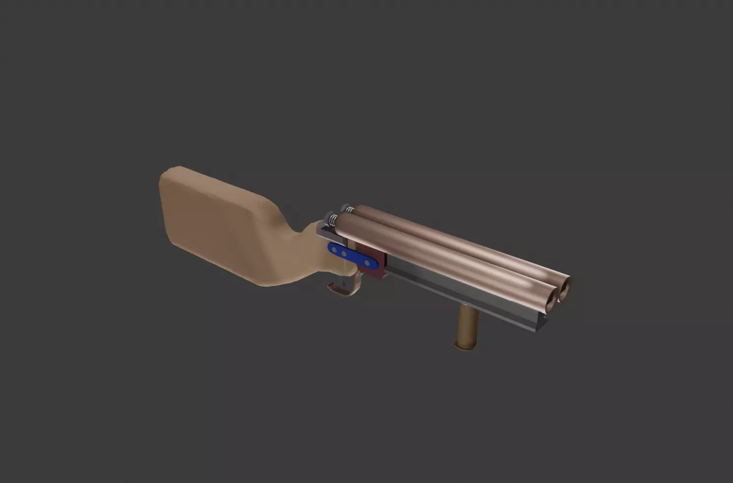 Model of a homemade shotgun for post-apocalyptic games Low-poly 3D model_0