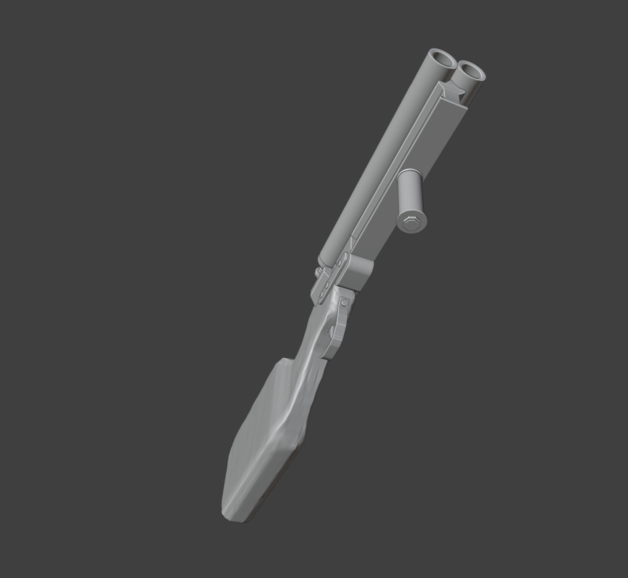 Model of a homemade shotgun for post-apocalyptic games Low-poly 3D model_4