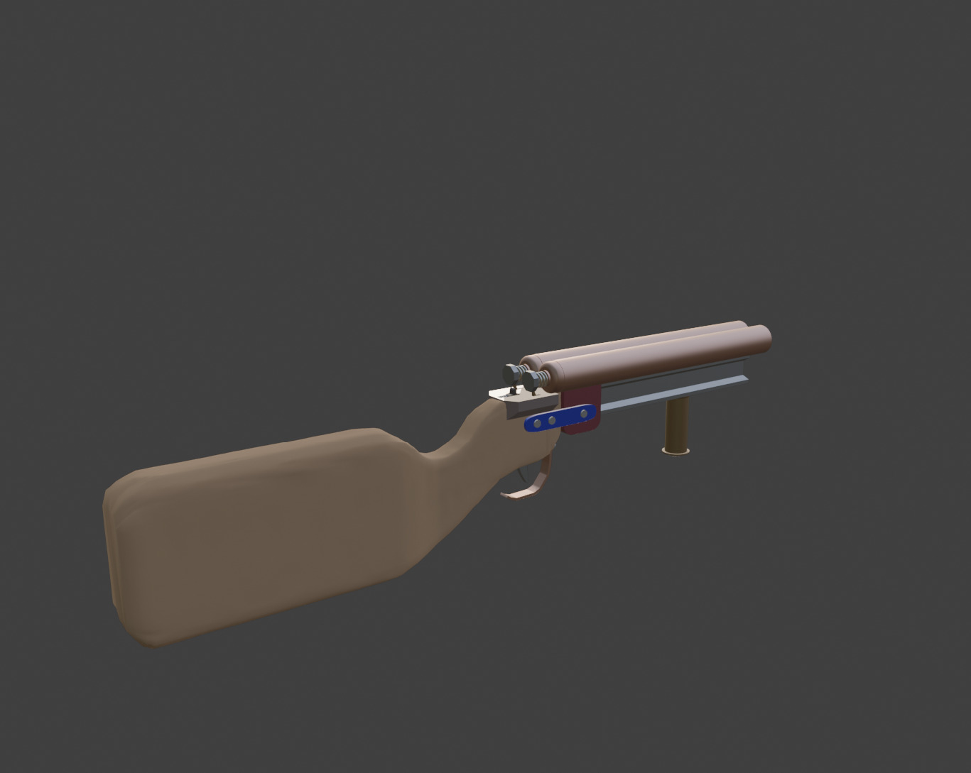 Model of a homemade shotgun for post-apocalyptic games Low-poly 3D model_5