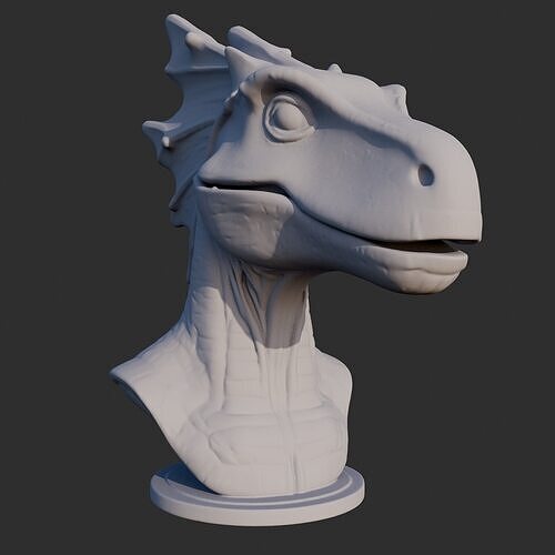 Dilophosaurus Dinosaur Bust 3D STL Printable - Bust 3D STL 3D print model