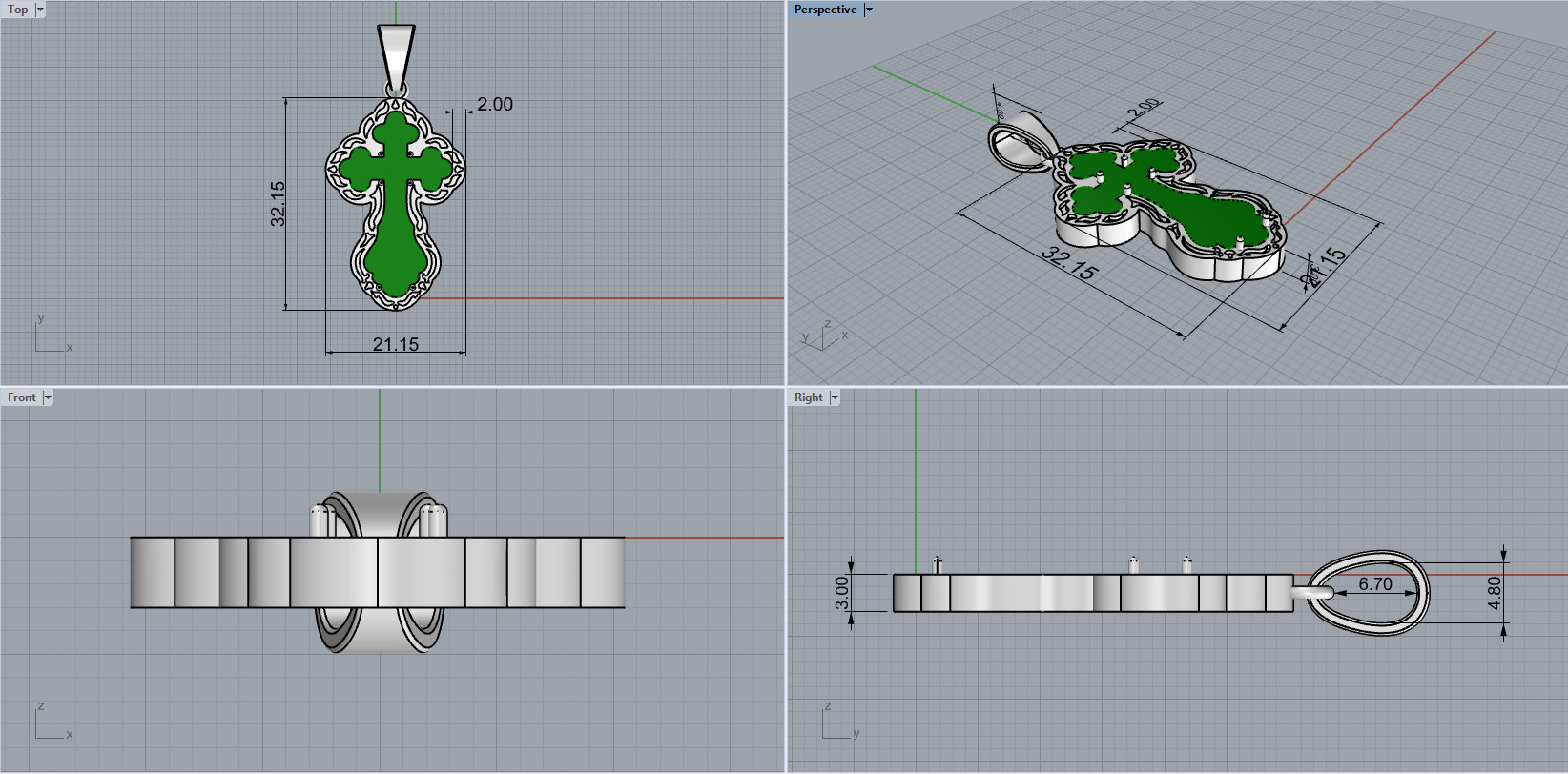 Cross Pendant 66554 3D print model_3