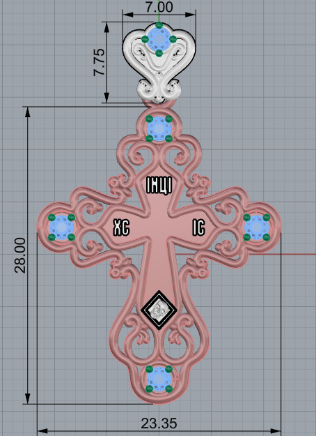 Cross Pendant 66140 3D print model_3
