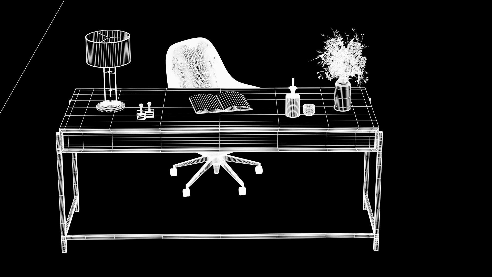 Office Furniture Gold Table 3D model_8