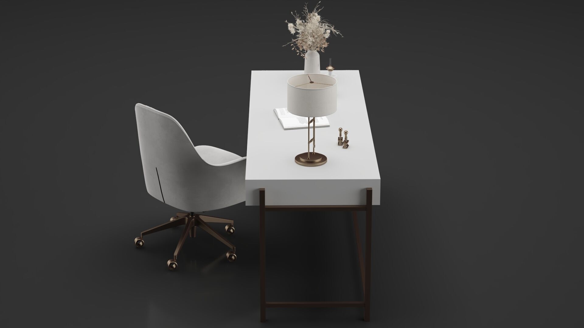 Office Furniture Gold Table 3D model_2
