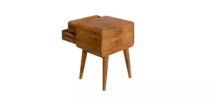 Mango Wood Bedside With 2 Drawers Low-poly 3D model 7
