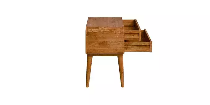 Mango Wood Bedside With 2 Drawers Low-poly 3D model 4