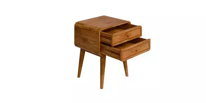 Mango Wood Bedside With 2 Drawers Low-poly 3D model 3