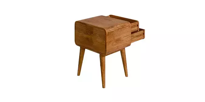 Mango Wood Bedside With 2 Drawers Low-poly 3D model 5