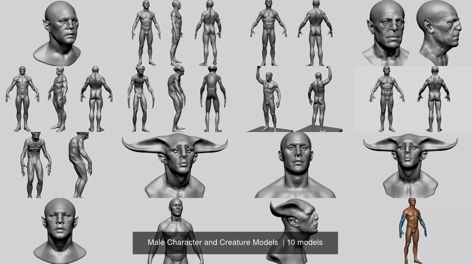 Male Character and Creature Models  3D Model Collection_0