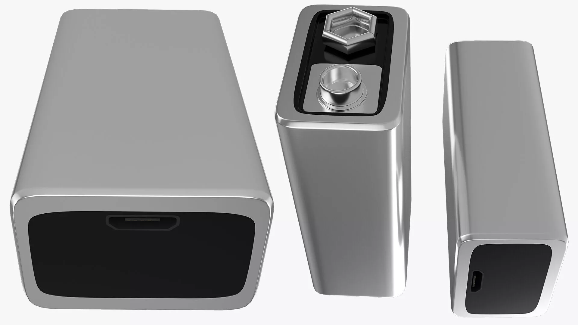 New Design Rechargeable 9 Volt Square Battery Micro-USB Bottom 3D model
