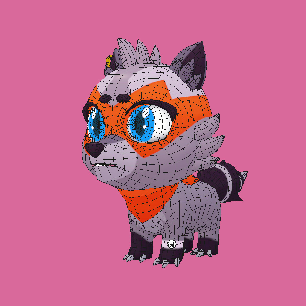 Stylized Raccoon Rigged and Animated 3D Character Game Ready Low-poly 3D model_2