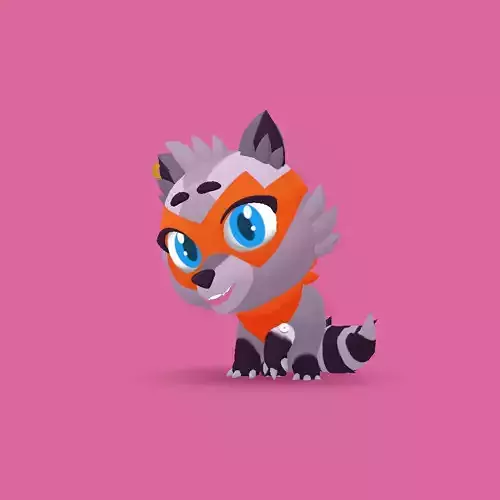 Stylized Raccoon  Rigged  and Animated 3D Character Game Ready