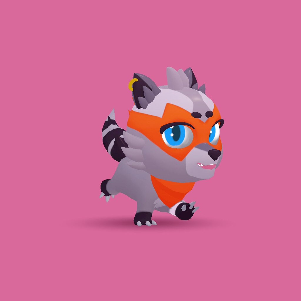 Stylized Raccoon Rigged and Animated 3D Character Game Ready Low-poly 3D model_1