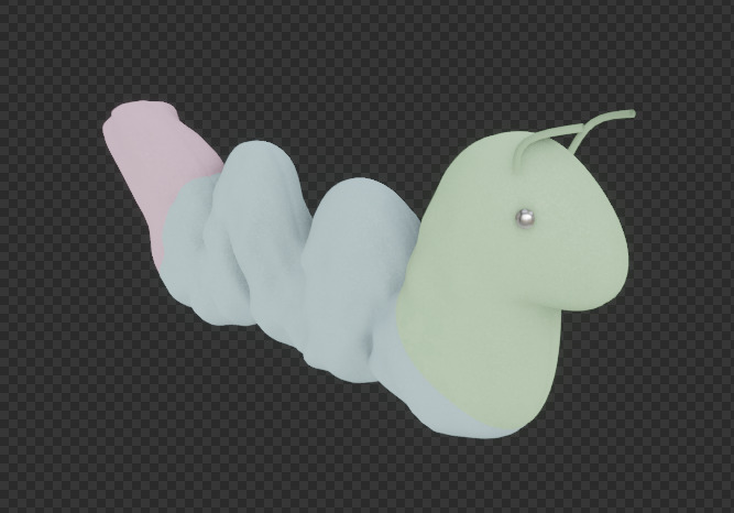 Cute Worm Toy Low-poly 3D model_2