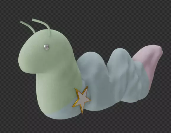 Cute Worm Toy Low-poly 3D model_0