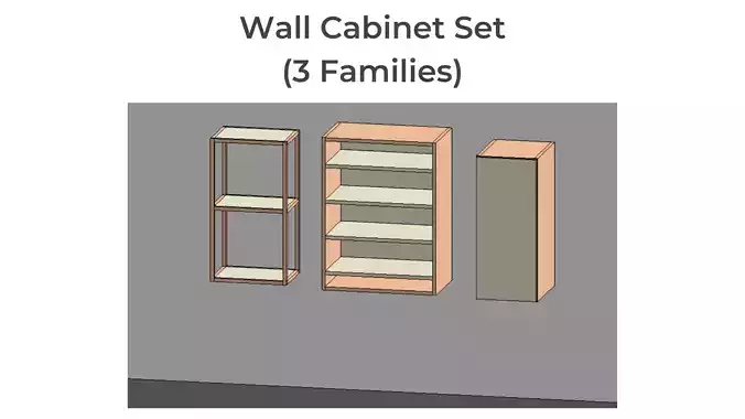 Wall Cabinet Set 3 Revit Families Bundle 3D model