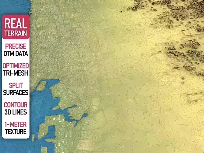 Jeddah - Topography Terrain Low-poly 3D model