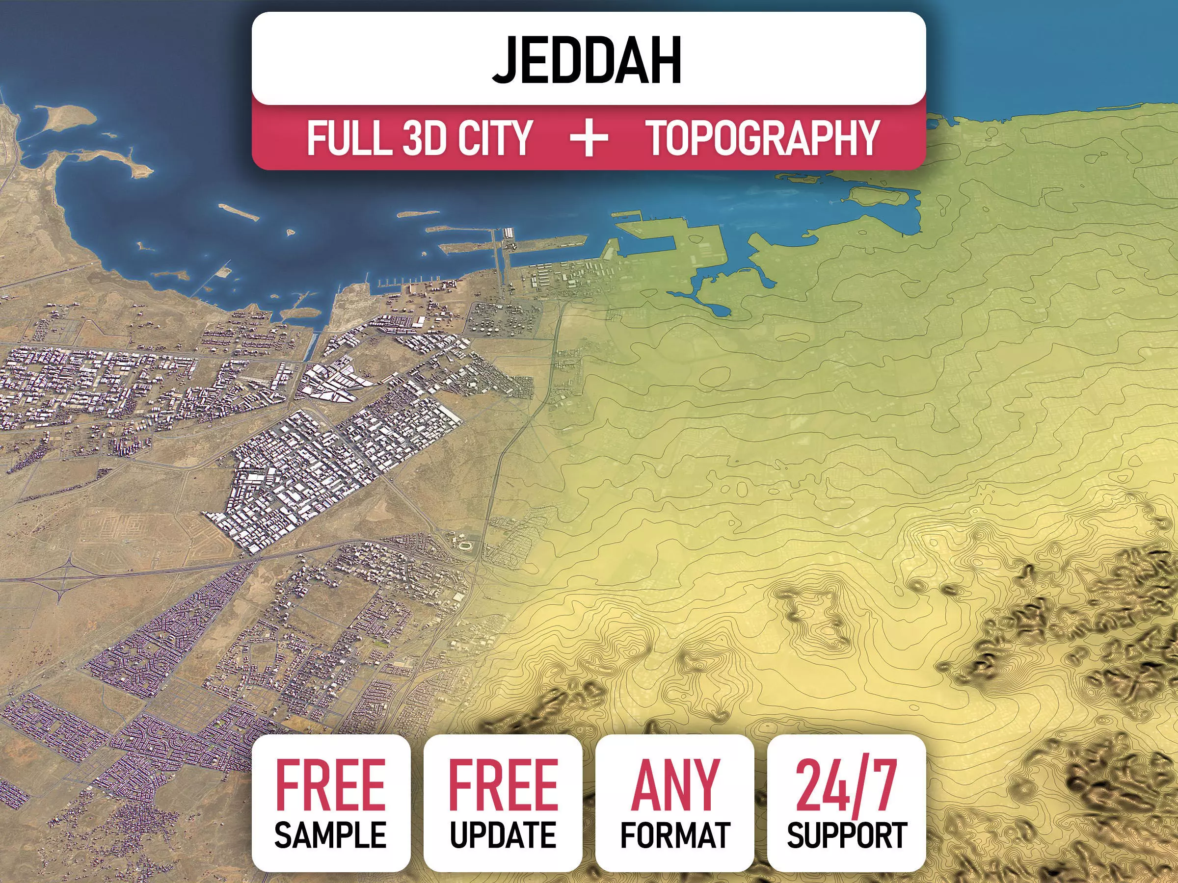 Jeddah - Topography Terrain 3D Model 3D Model Collection_0