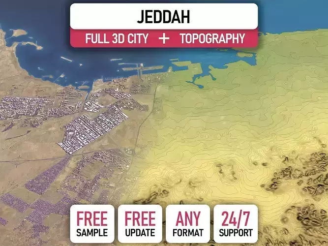 Jeddah - Topography Terrain 3D Model 3D Model Collection