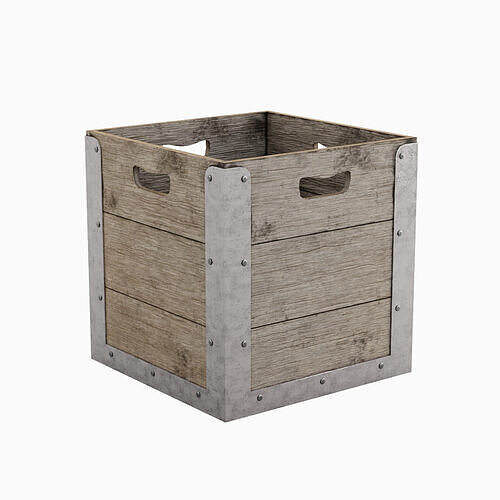 Wooden Crate Box 02 Low-poly 3D model 4
