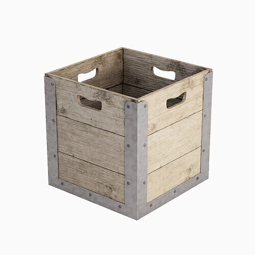 Wooden Crate Box 02 Low-poly 3D model 5