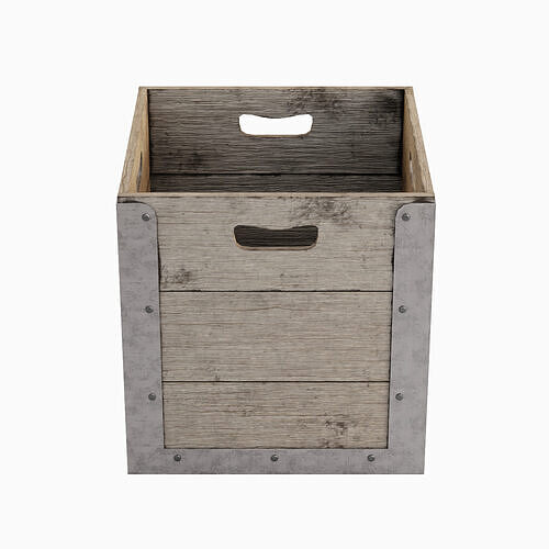 Wooden Crate Box 02 Low-poly 3D model 6
