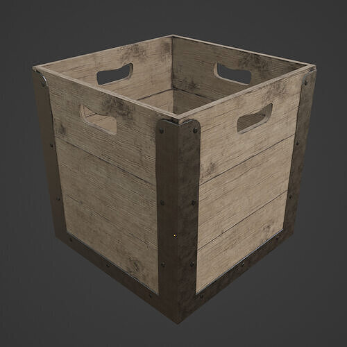 Wooden Crate Box 02 Low-poly 3D model 7