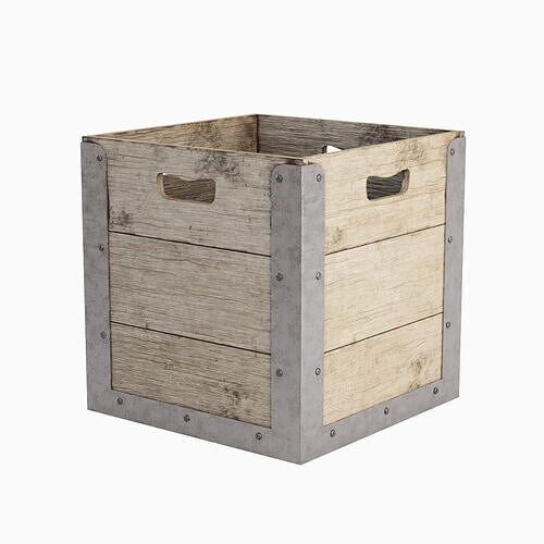 Wooden Crate Box 02 Low-poly 3D model 2