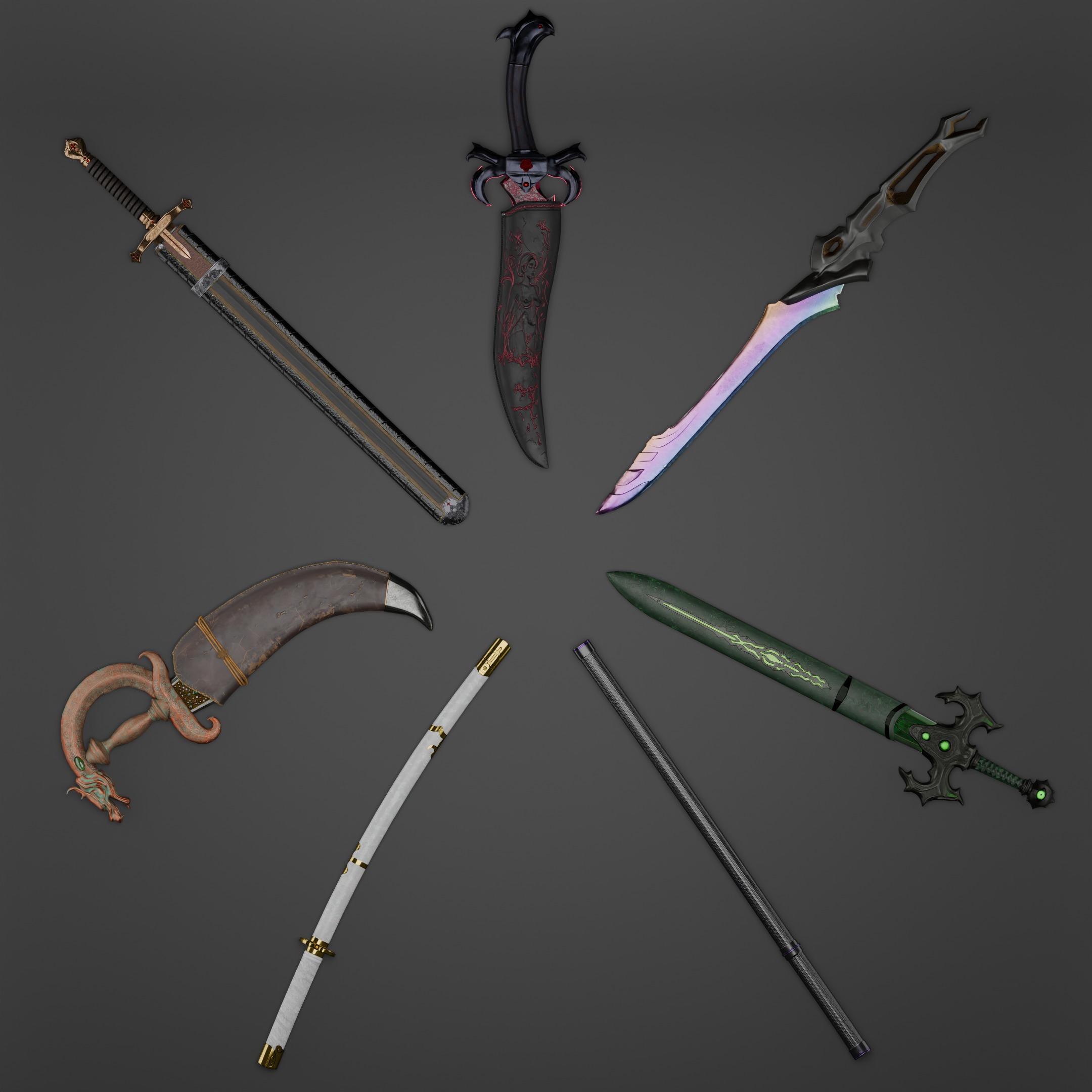 The seven Sins Weapons Pack 3D Model Collection_2