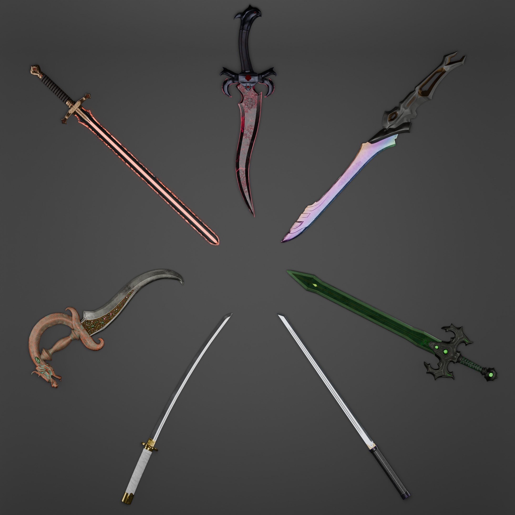 The seven Sins Weapons Pack 3D Model Collection_3
