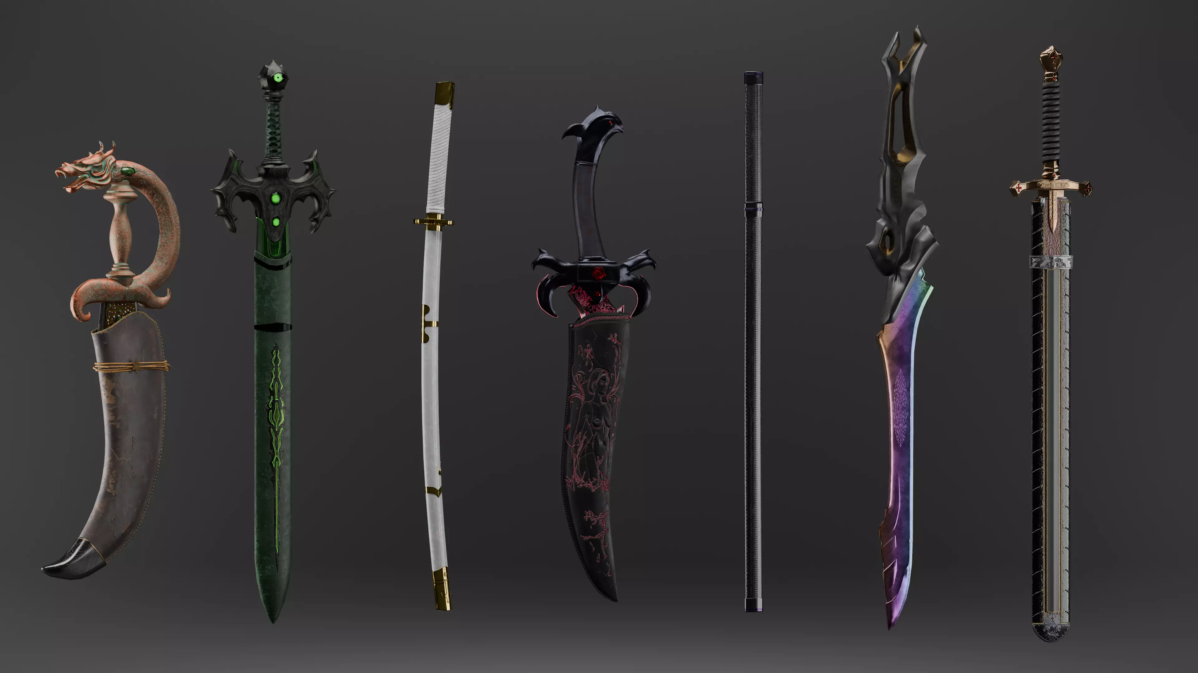 The seven Sins Weapons Pack 3D Model Collection_0