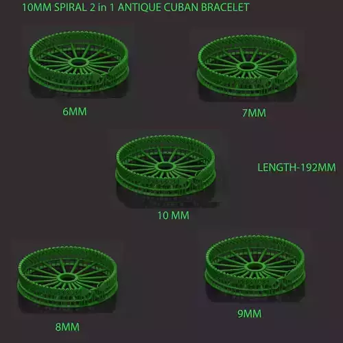 5 SIZE SPIRAL 2 in 1 ANTIQUE CUBAN CHAIN OR BRACELET 3D Model Collection