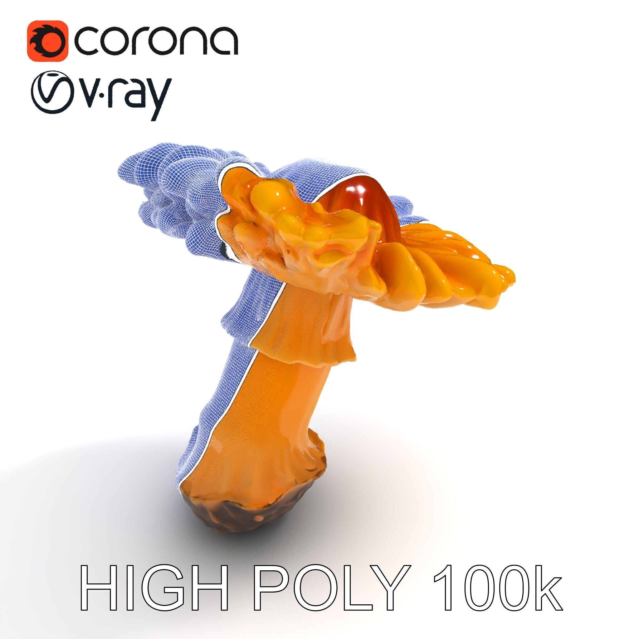 Chanterelle Mushroom D Model Pack Low-poly 3D model_23