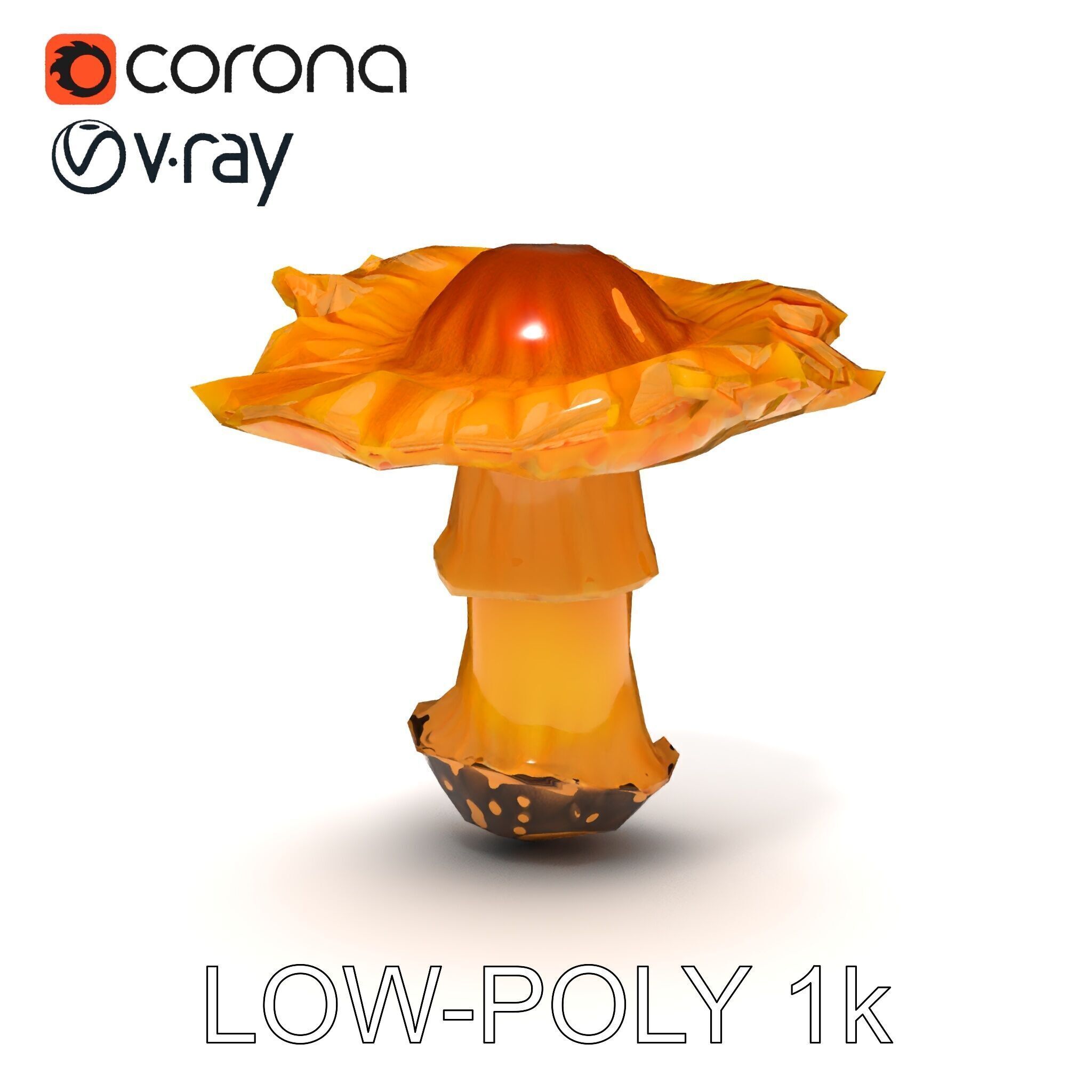 Chanterelle Mushroom D Model Pack Low-poly 3D model_28