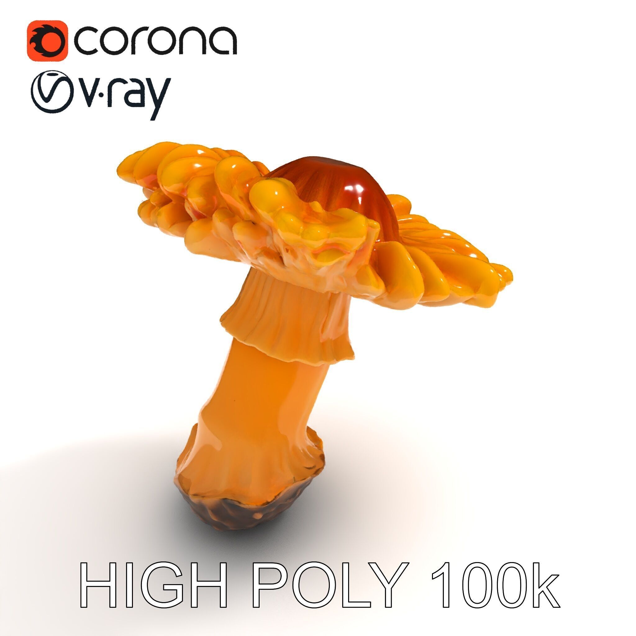 Chanterelle Mushroom D Model Pack Low-poly 3D model_35