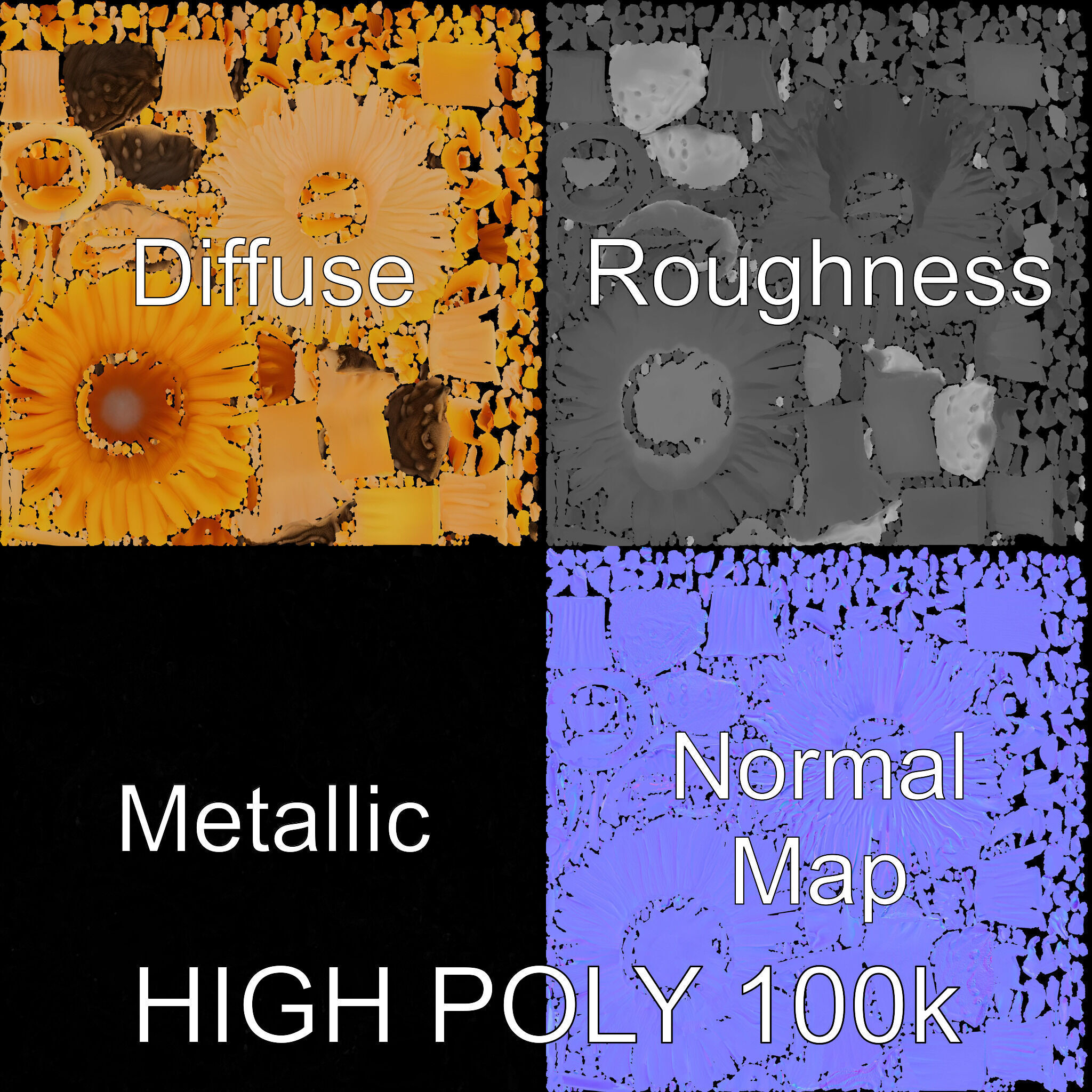 Chanterelle Mushroom D Model Pack Low-poly 3D model_2