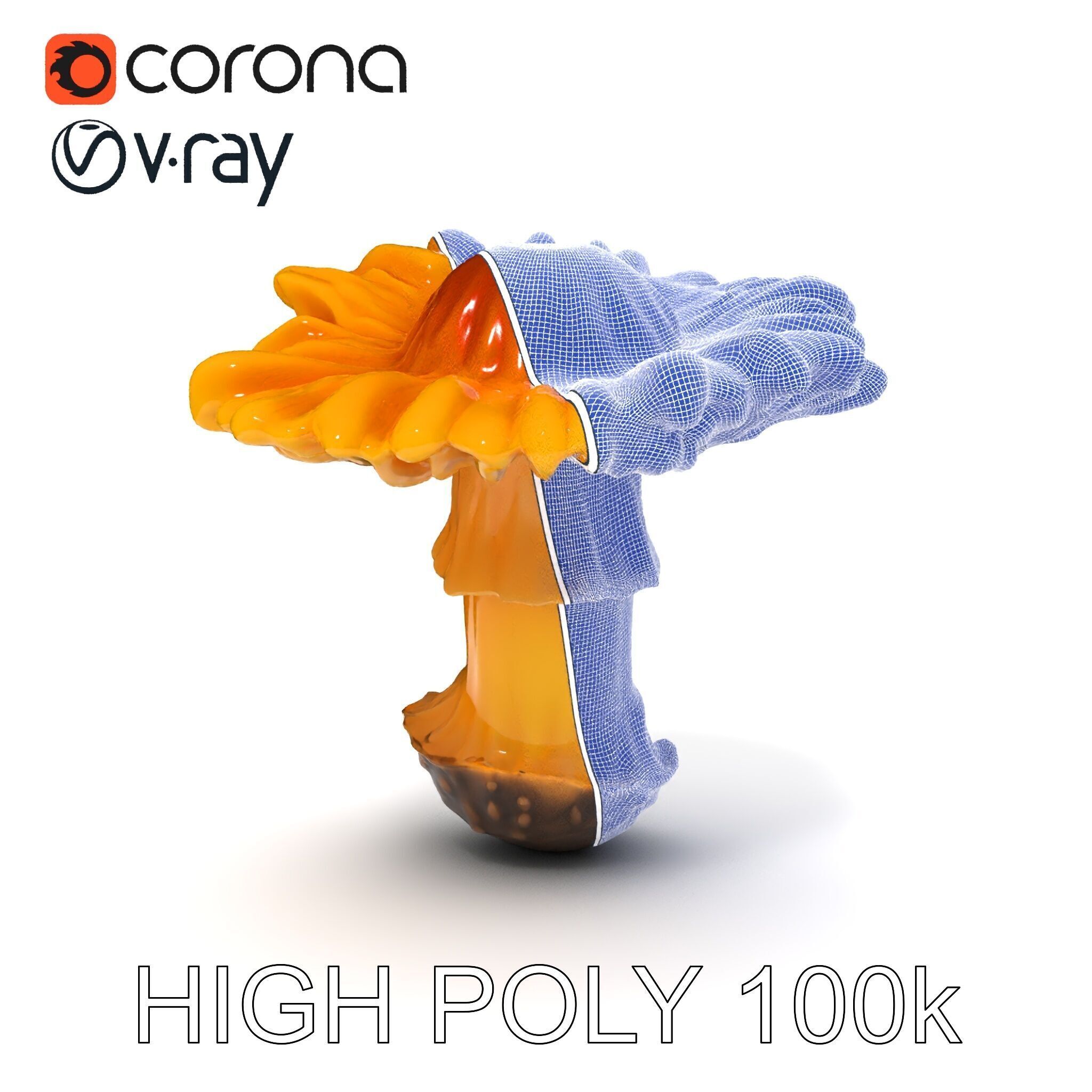 Chanterelle Mushroom D Model Pack Low-poly 3D model_26